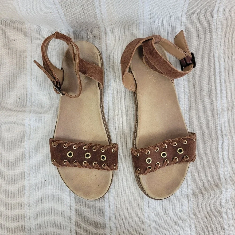 Clarks‎ Artisan Corsio Amelia Leather Sandals Tan Brown Size 8.5